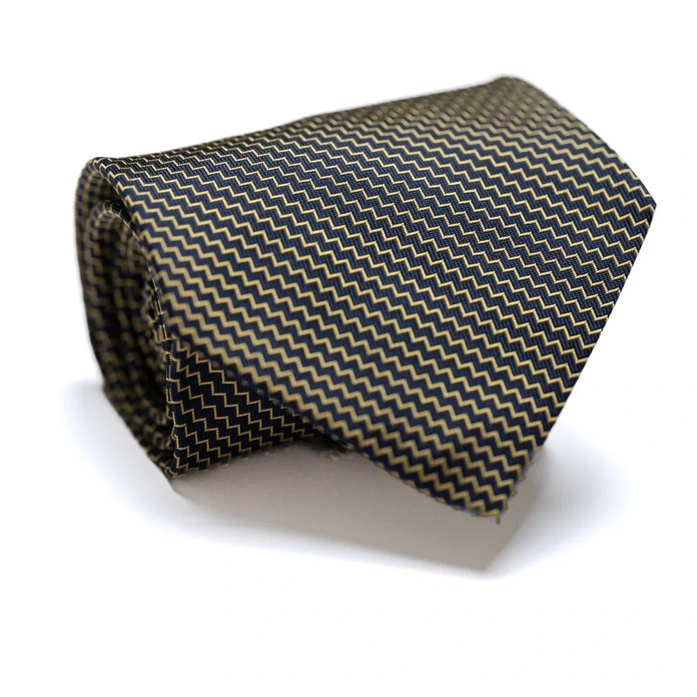 Lauren Ralph Lauren‎ Navy and Gold Silk Necktie, EUC